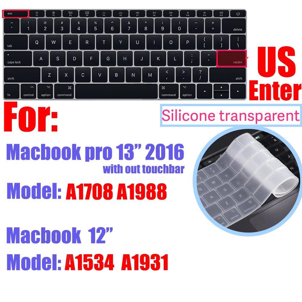 CaseBuy Premium Silicone Keyboard Cover Ultra Thin for MacBook Pro 14 16" M4 M3 M2 M1 Pro/Max, Air 15" 13.6" M3 M2, Cl
