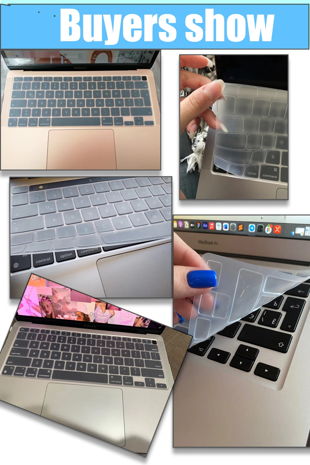 CaseBuy Premium Silicone Keyboard Cover Ultra Thin for MacBook Pro 14 16" M4 M3 M2 M1 Pro/Max, Air 15" 13.6" M3 M2, Cl