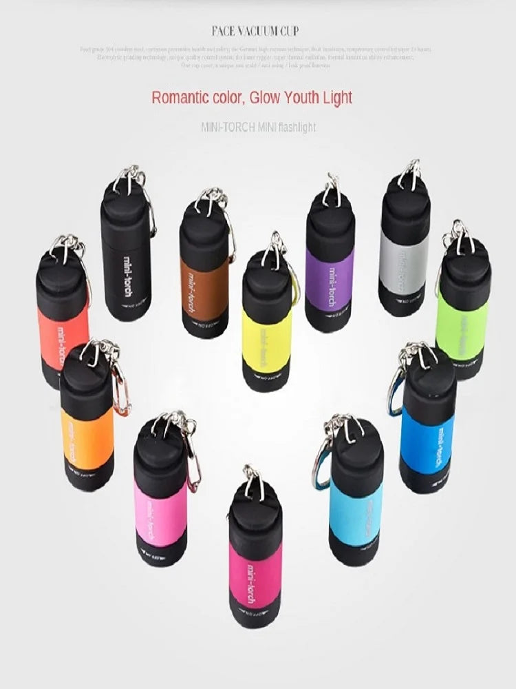 LED Micro Pocket Flashlight Portable USB Rechargeable Keychain Flashlight Waterproof Home Outdoor Hiking Camping Flashlight